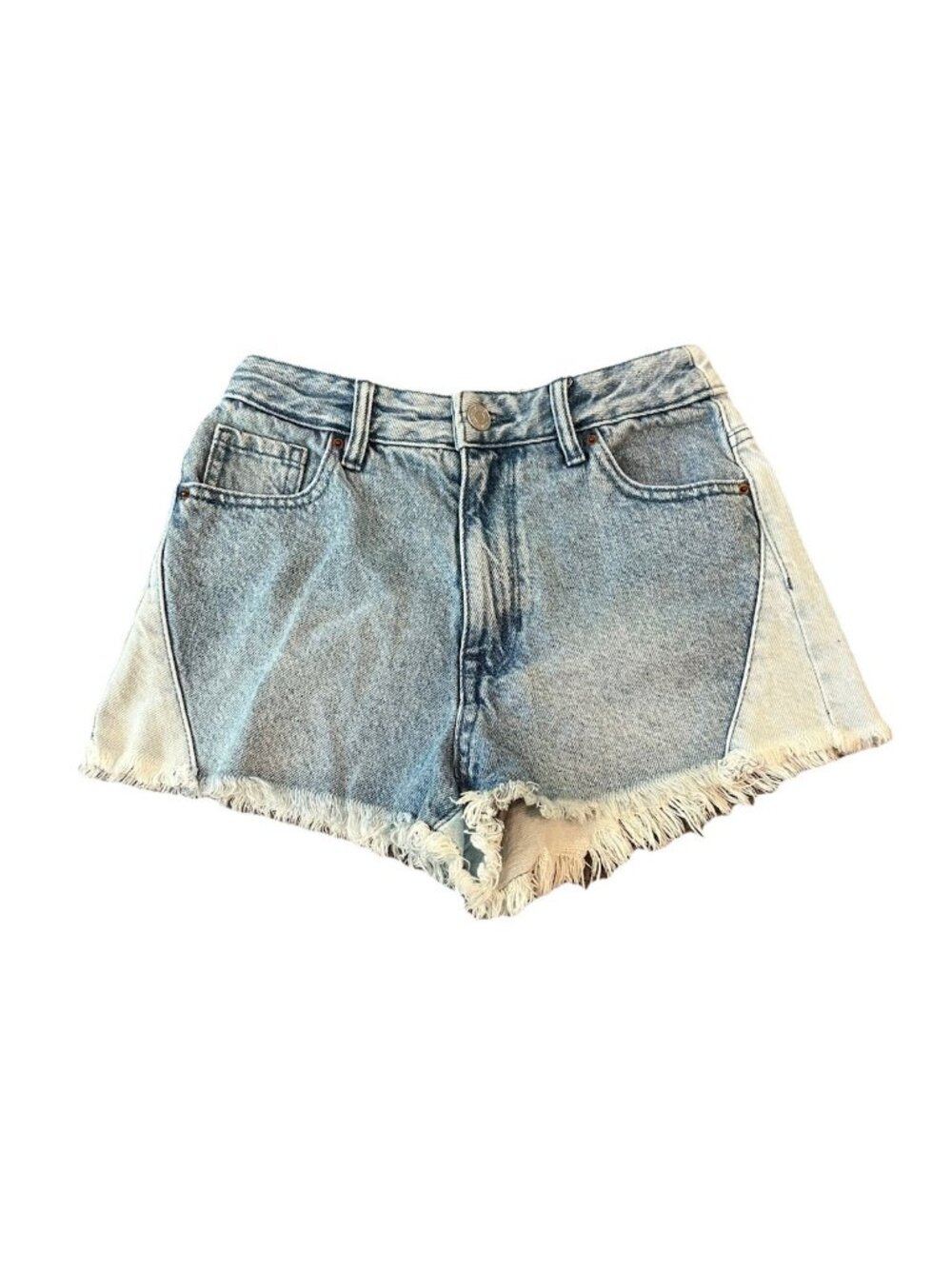 Pacsun High Rise Festival Jean Shorts Womens 24 Colorblock Coachella Boho Y2K